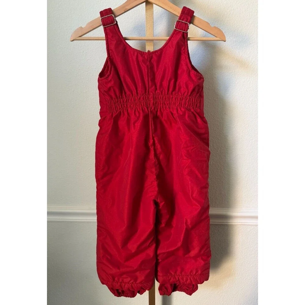 Vintage Lands End Red Snow Pants Bib Overalls Unisex Size 5/6 Adjustable Winter